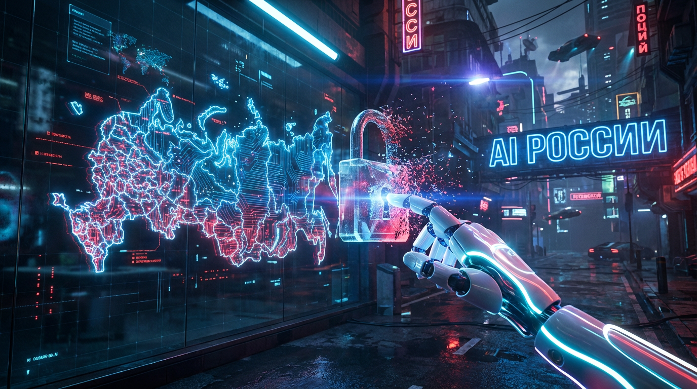 Как пользоваться ChatGPT в России бесплатно и без VPN: робот на фоне карты